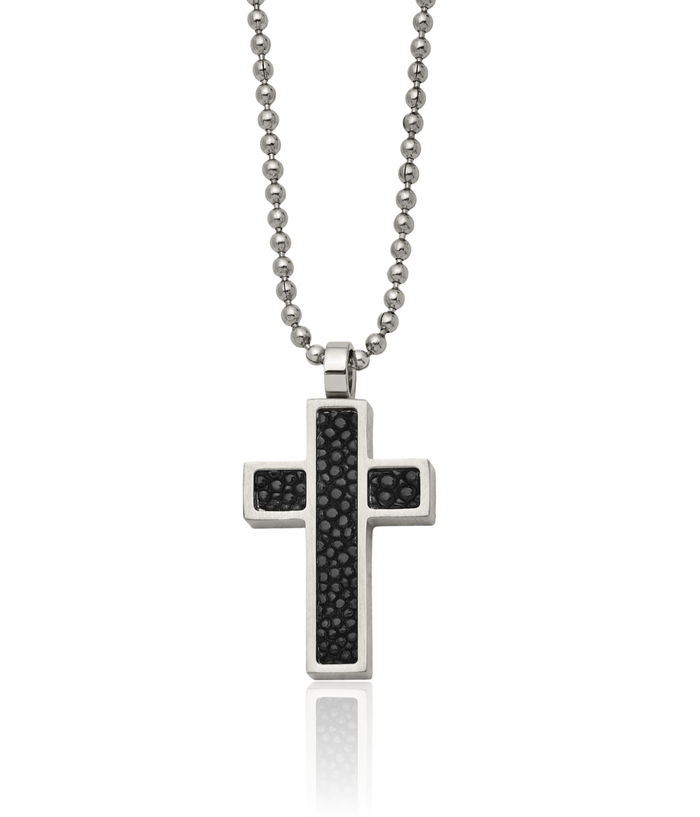 Stainless Steel Black Holy Cross Necklace Religious Pendant Jesus Christ Charm Ball Link Chain