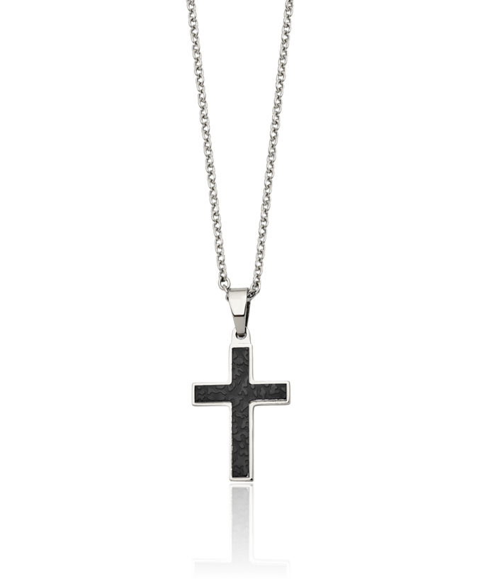 Stainless Steel Black Holy Cross Pendant Necklace Charm Cable Rolo Link Chain