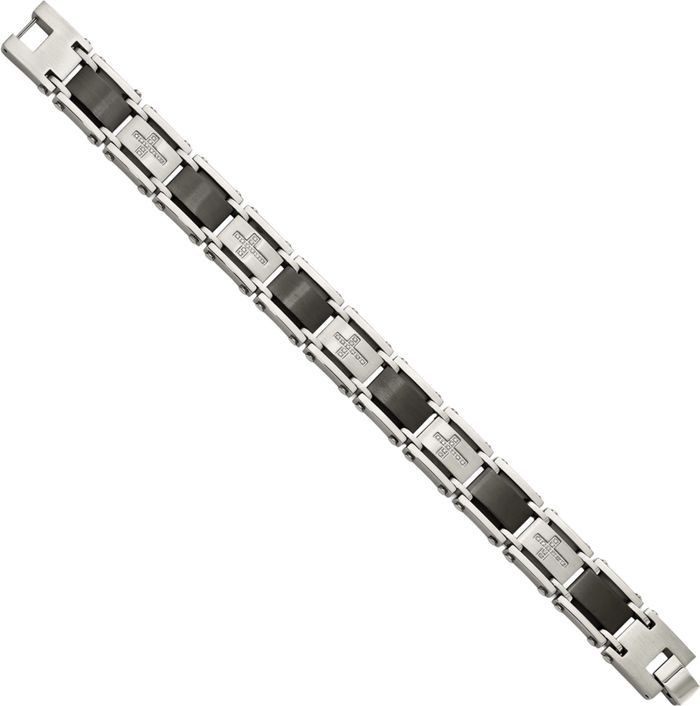 Stainless Steel Black Diamond Tennis Bracelet