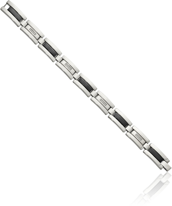 Stainless Steel Black Diamond Tennis Bracelet