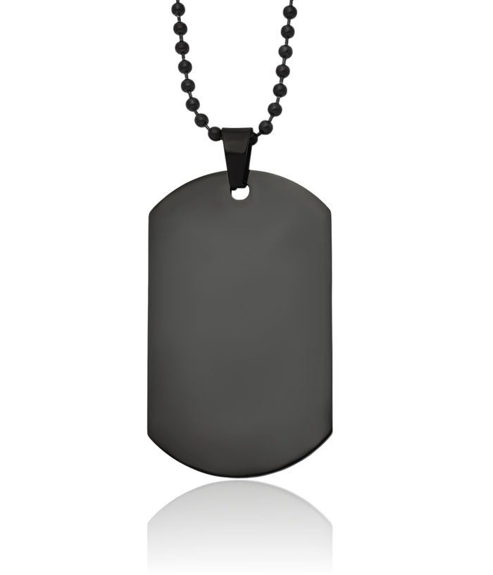 Stainless Steel Black Dog Tag Necklace Charm Pendant Ball Link Chain