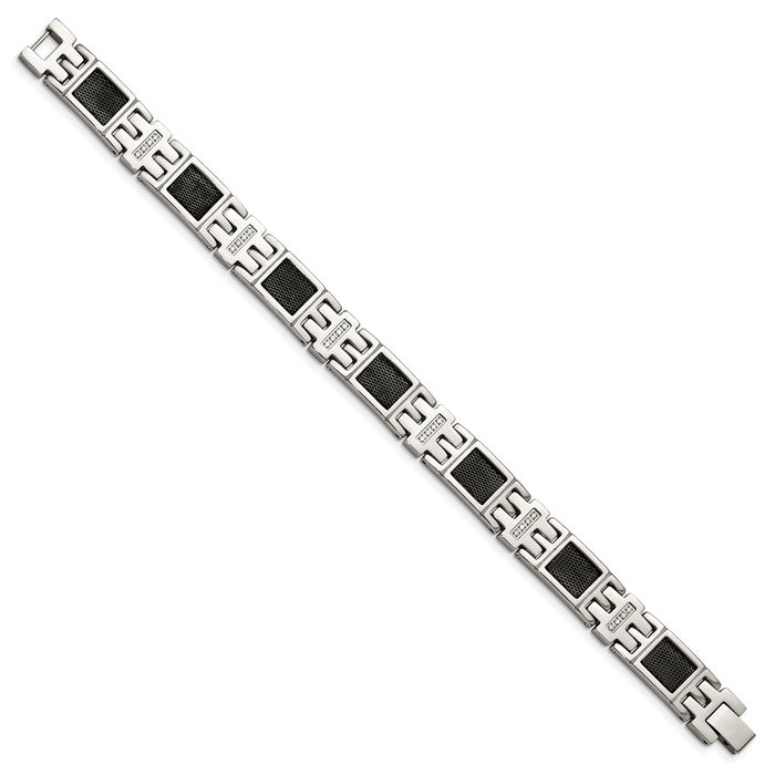 Stainless Steel Black Mesh Diamond Tennis Bracelet