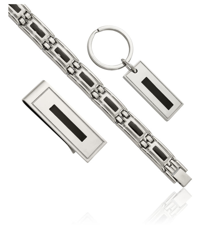 Stainless Steel Bracelet Money Clip for Men Key Ring Set