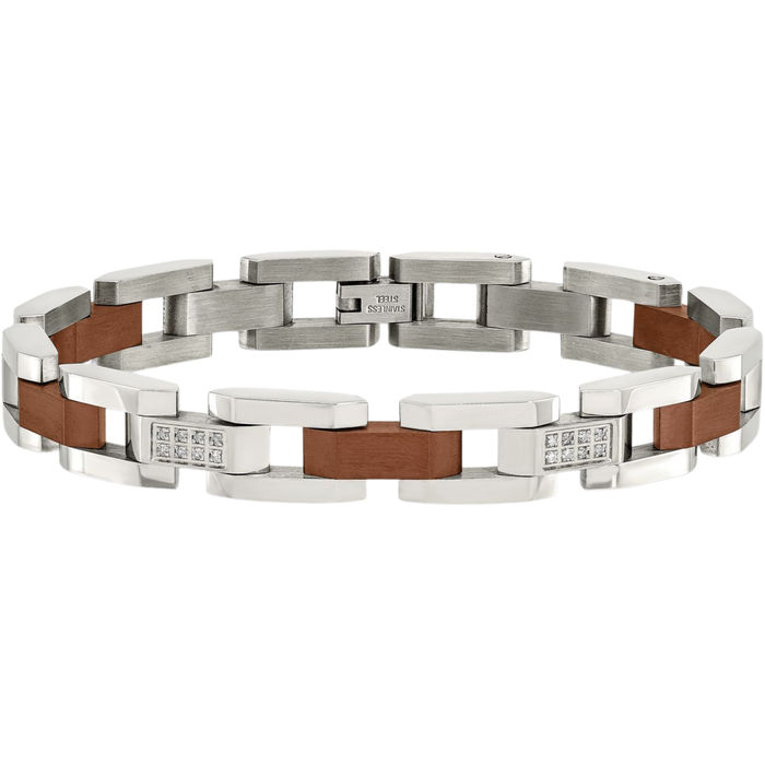 Stainless Steel Brown Diamond Tennis Bracelet