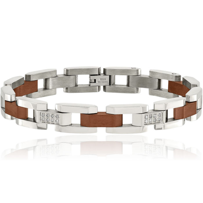 Stainless Steel Brown Diamond Tennis Bracelet