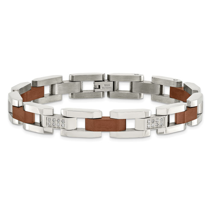 Stainless Steel Brown Diamond Tennis Bracelet