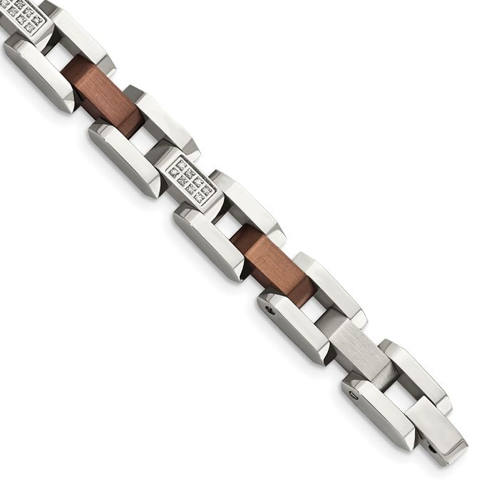 Stainless Steel Brown Diamond Tennis Bracelet