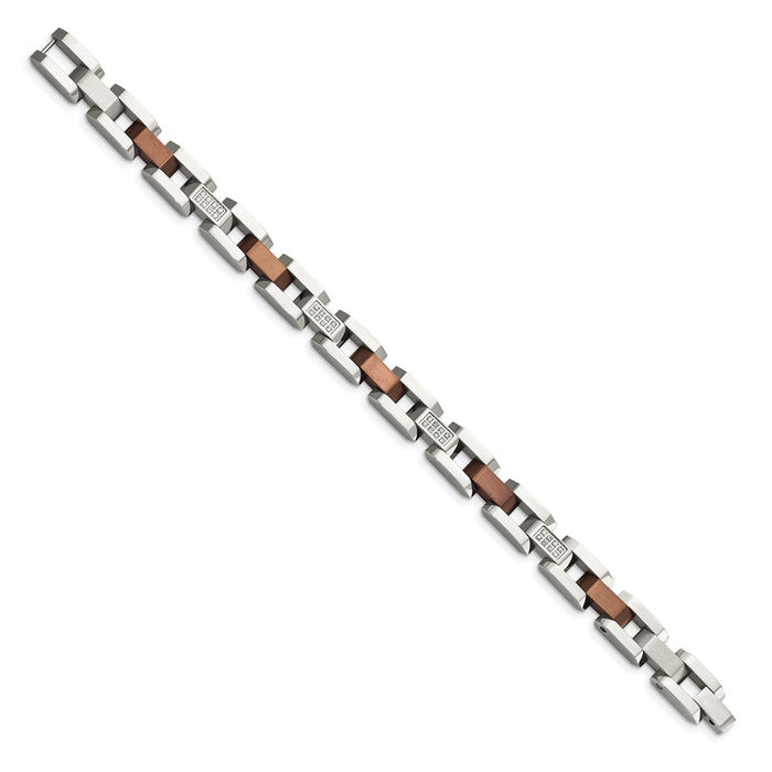 Stainless Steel Brown Diamond Tennis Bracelet