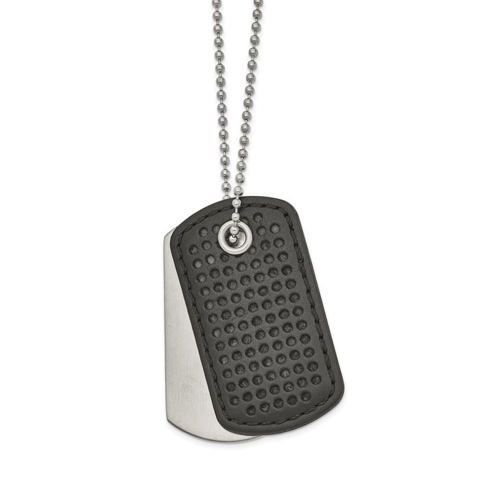 Leather necklace with dog tag discount
