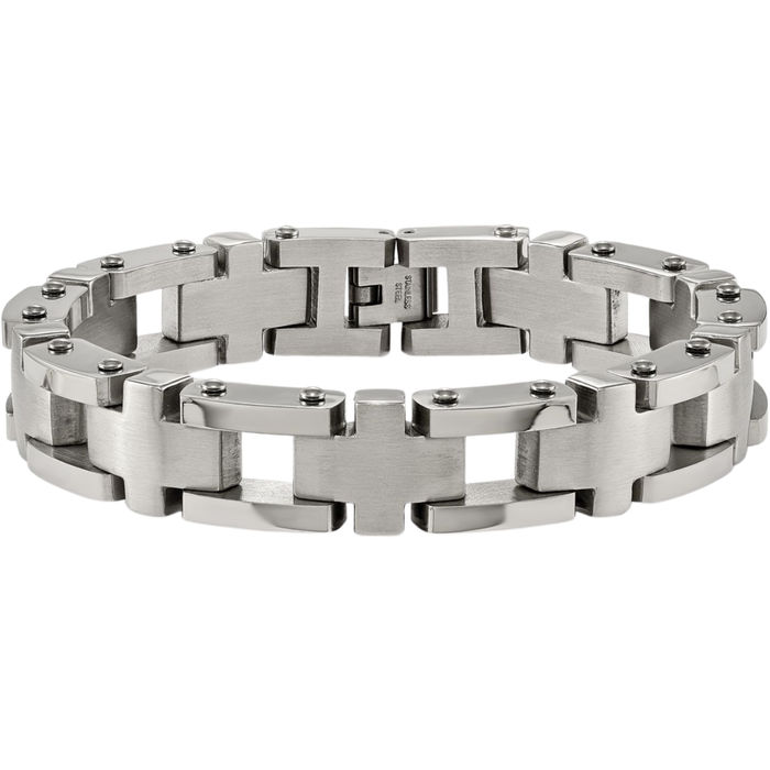 Stainless Steel Cross Link Chain Bracelet