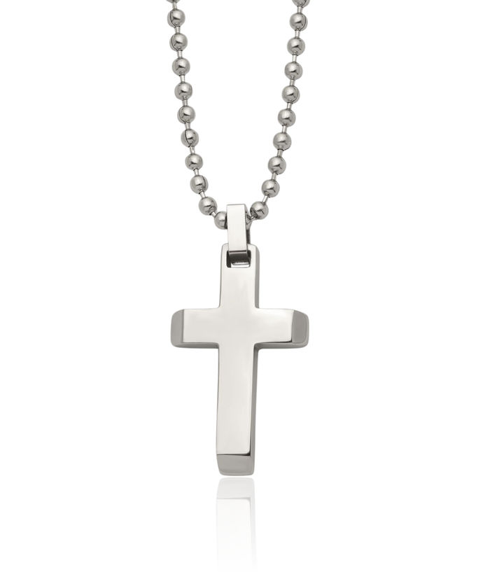 Stainless Steel Holy Cross Necklace Religious Pendant Jesus Christ Charm Ball Link Chain