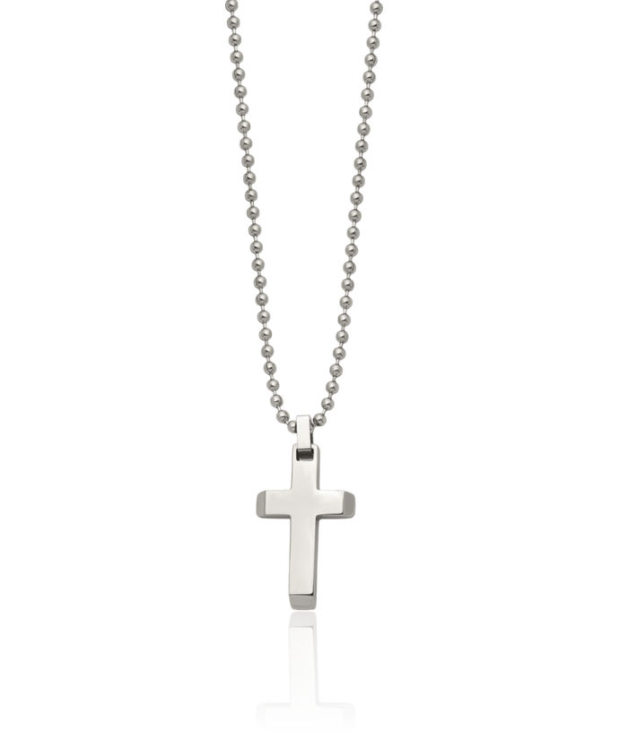 Stainless Steel Holy Cross Necklace Religious Pendant Jesus Christ Charm Ball Link Chain