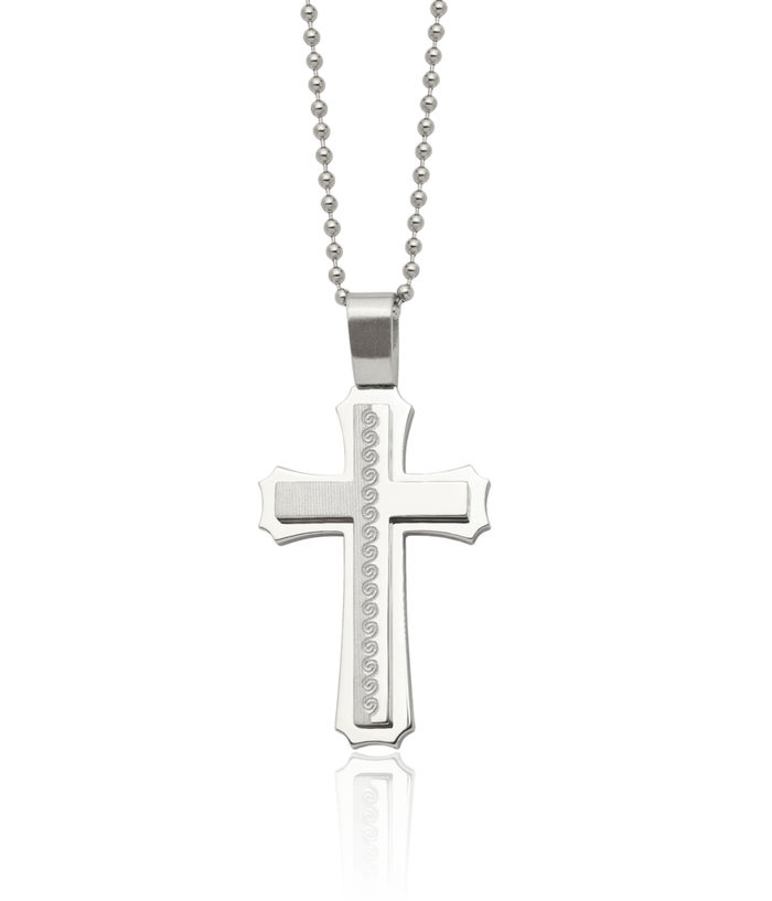 Stainless Steel Holy Cross Necklace Religious Pendant Jesus Christ Charm Ball Link Chain