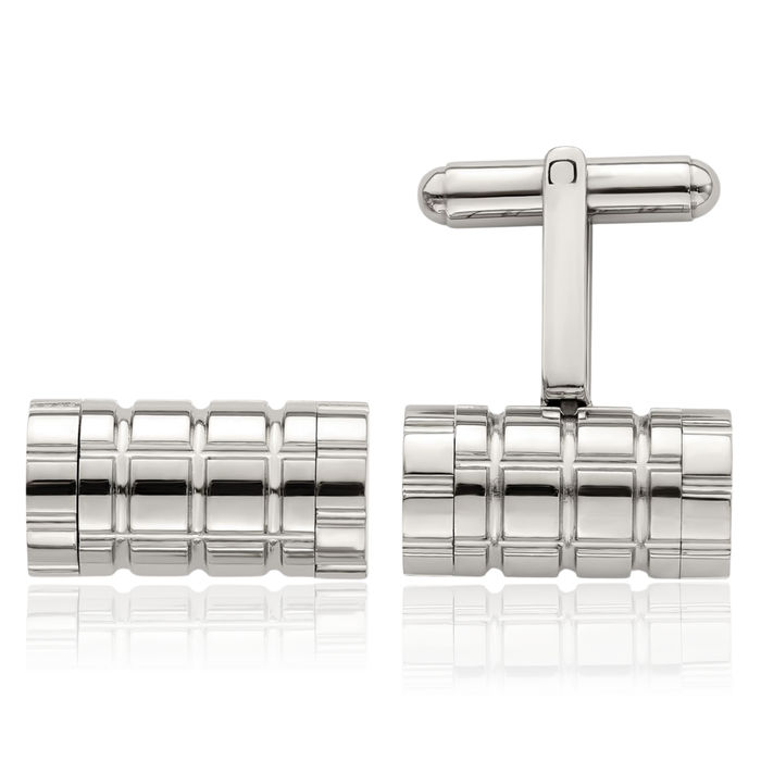 Stainless Steel Cylinder Cufflinks French Tuxedo Shirt Cuff Links Set for Men