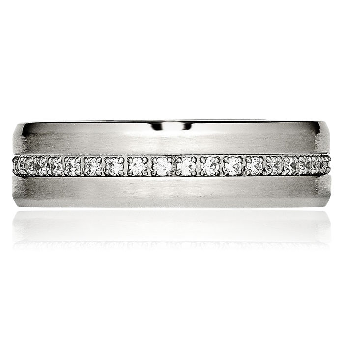 Stainless Steel Cubic Zirconia CZ 6.5mm Wedding Band Ring
