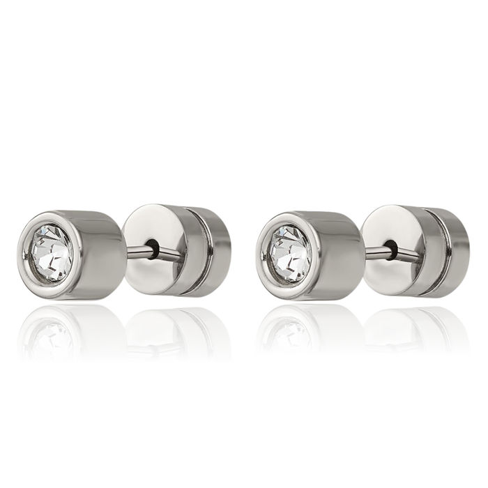 Stainless Steel Cubic Zirconia CZ Stud Earrings