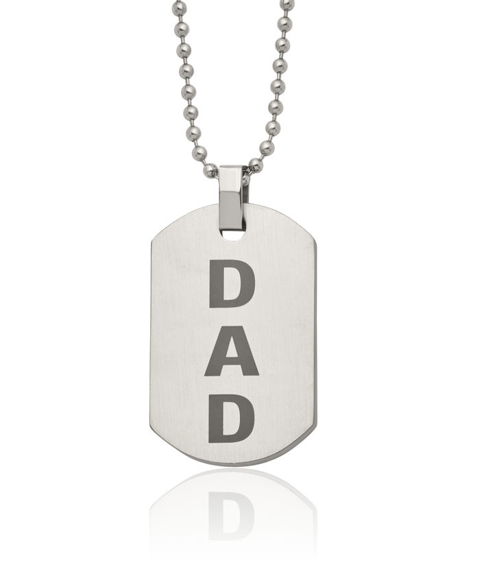 Stainless Steel Dad Dog Tag Necklace Charm Pendant Ball Link Chain