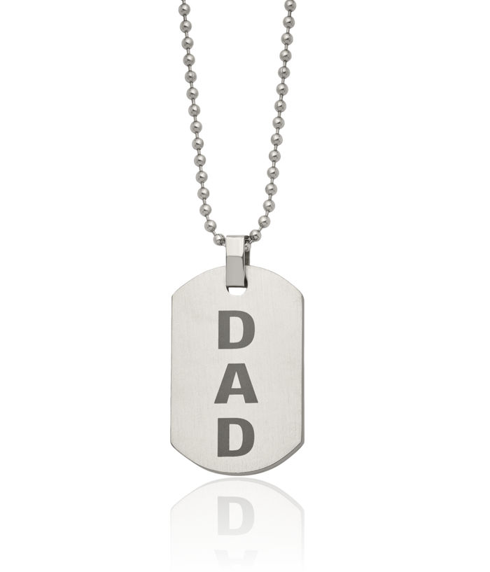 Stainless Steel Dad Dog Tag Necklace Charm Pendant Ball Link Chain