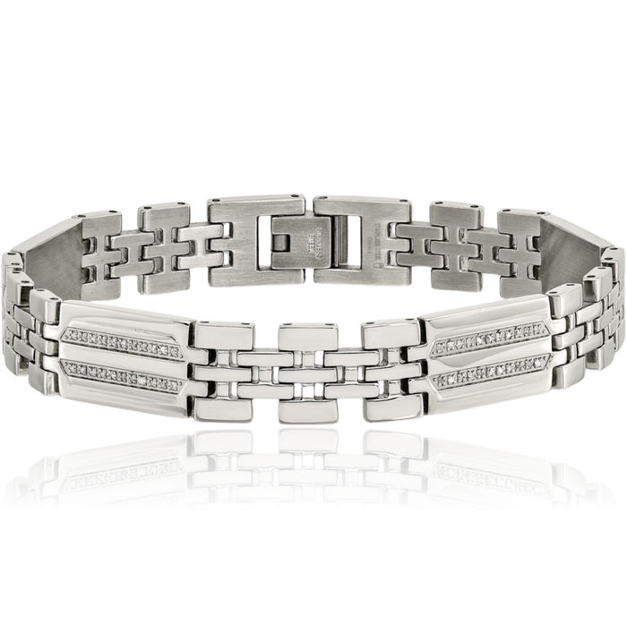 Stainless Steel Diamond Tennis Bracelet