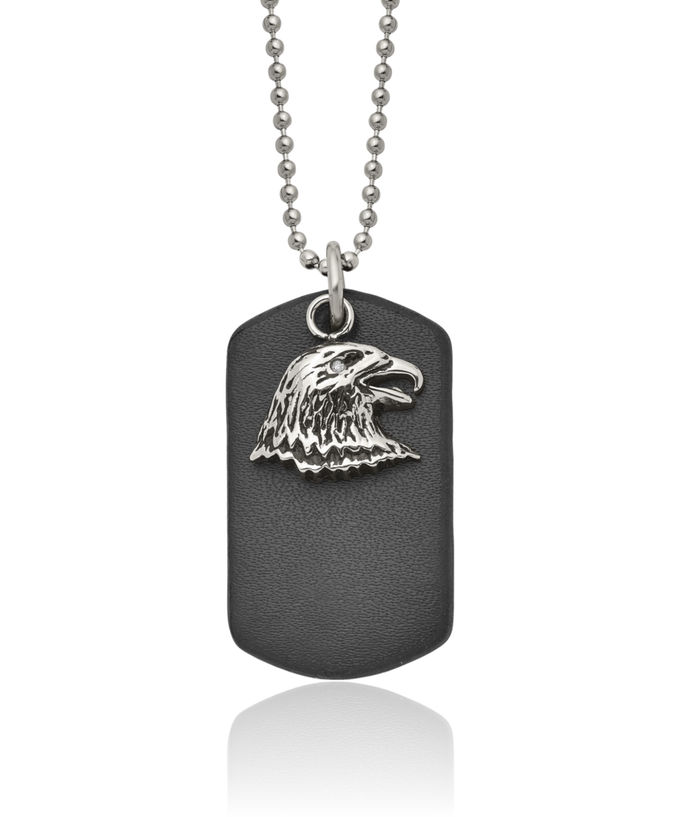 Stainless Steel Vintage Eagle Dog Tag Necklace American Hawk Bird Head Pendant Symbol of Strength Freedom Charm Ball Chain