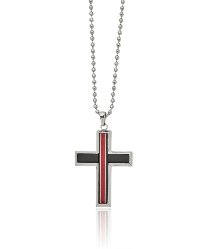 Stainless Steel Fiber Glass Holy Cross Necklace Religious Pendant Jesus Christ Charm Ball Link Chain