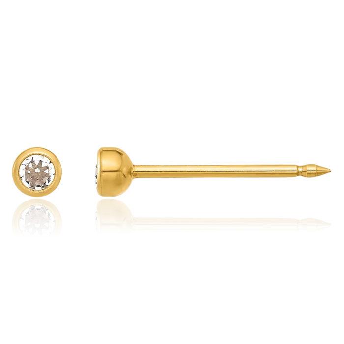Stainless Steel Gold Tone Rhinestone Crystals Stud Earrings Ear Piercing Studs