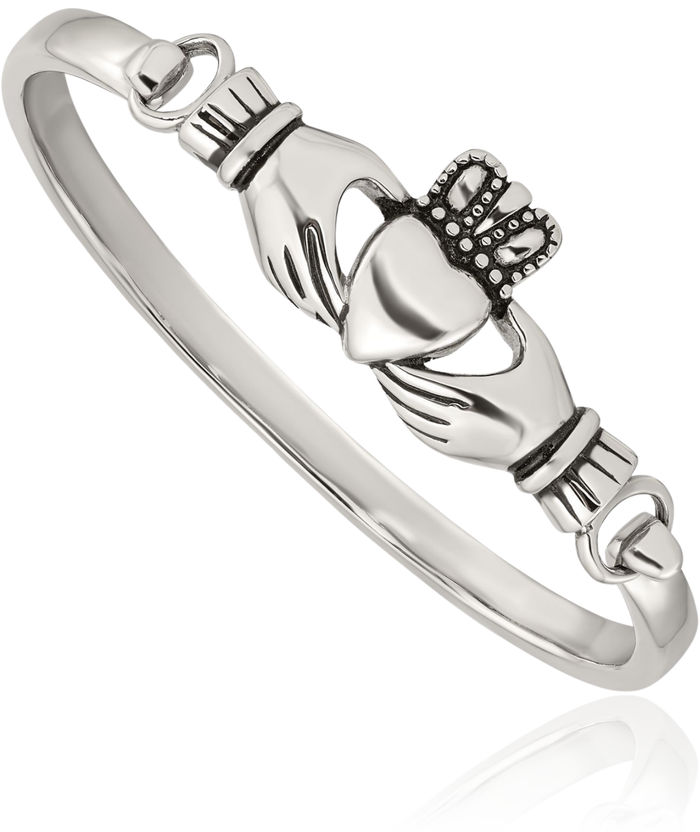 Stainless Steel Vintage Heart Irish Claddagh Bangle Celtic Charm Bracelet Jewelry