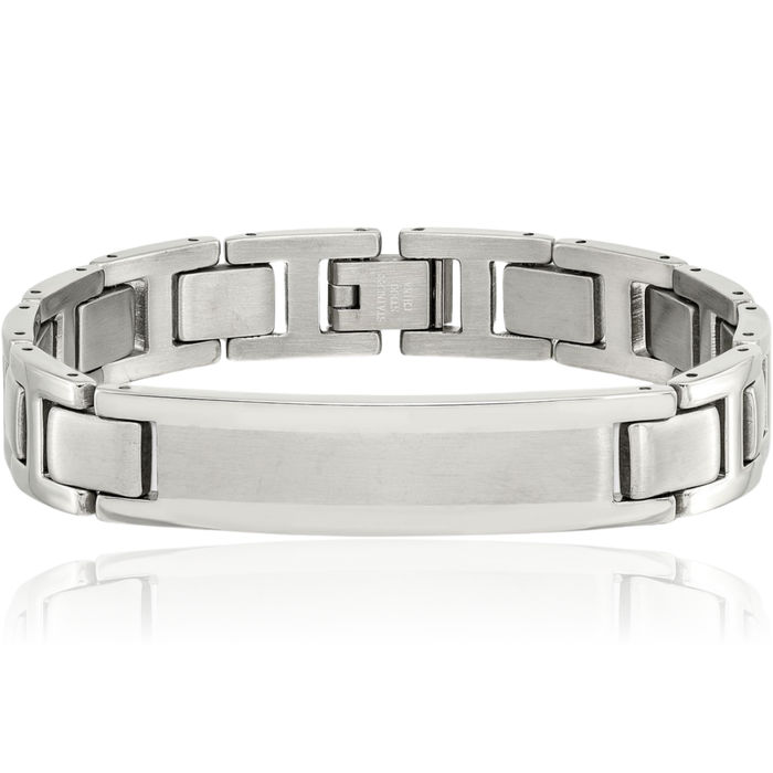 Stainless Steel Name Bar Identification ID Bracelet