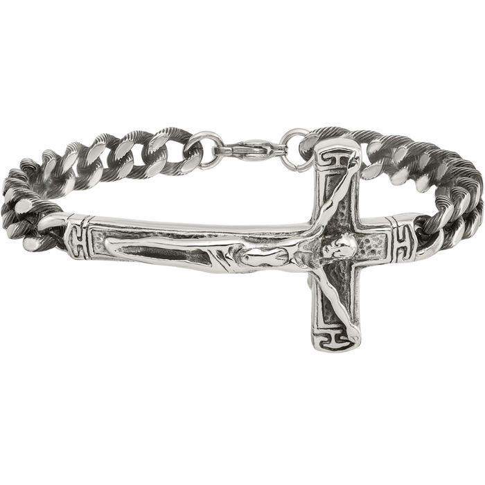 Stainless Steel Vintage Lord Jesus Christ Crucifix Holy Cross Chain Charm Bracelet