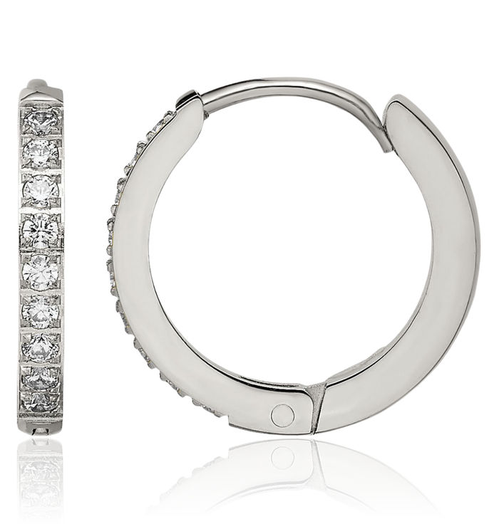 Stainless Steel Preciosa Rhinestone Crystals 2mm Small Hoop Earrings