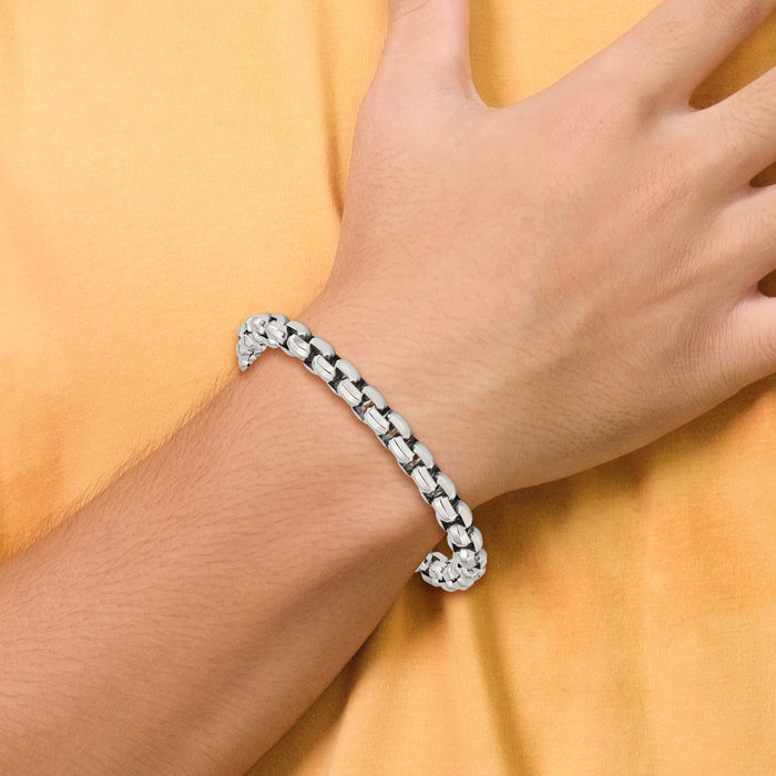 Stainless Steel Cable Rolo Link Chain Bracelet