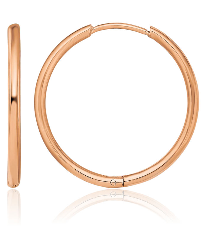 Stainless Steel Rose Pink Gold 1.6mm Small Hoop Earrings