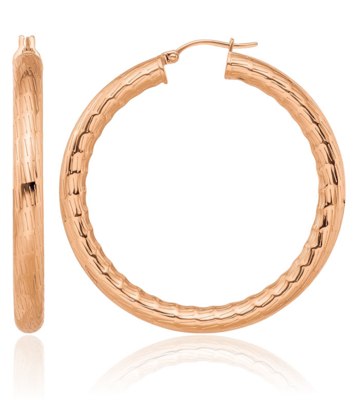 Stainless Steel Rose Pink Gold Large Hoop Earrings