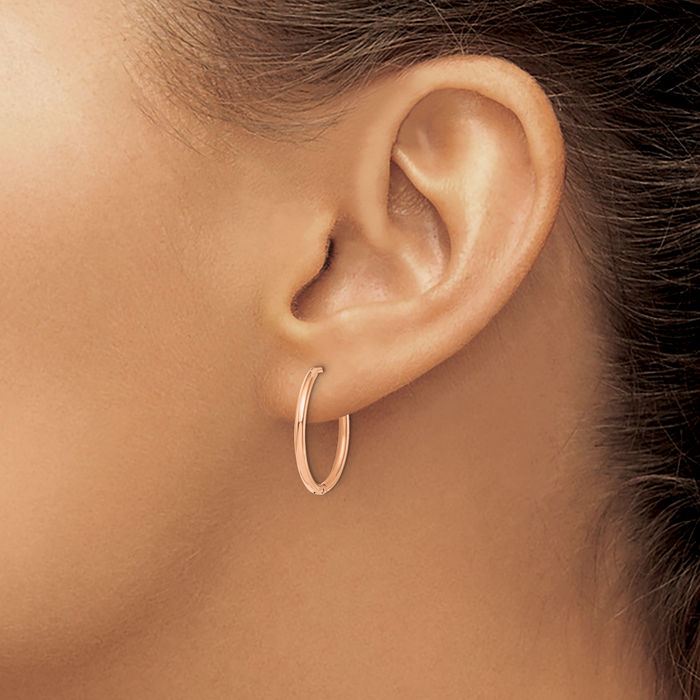 Stainless Steel Rose Pink Gold 1.6mm Small Hoop Earrings