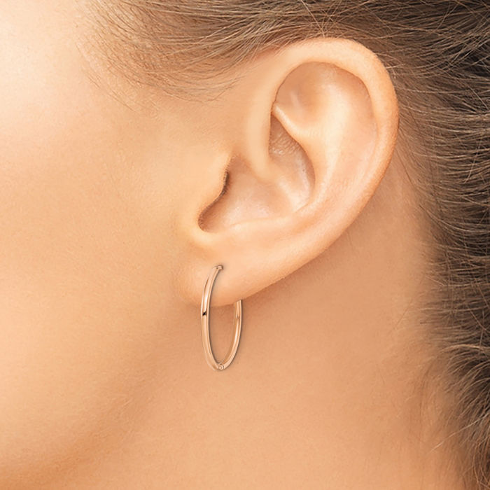 Stainless Steel Rose Pink Gold 1.6mm Medium Hoop Earrings