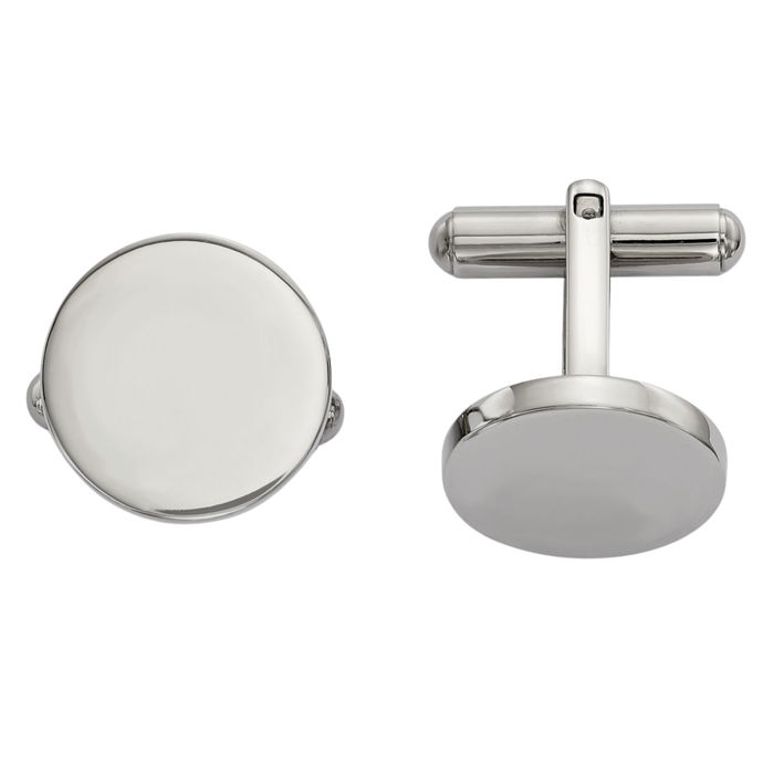 Stainless Steel Circle Round Cufflinks French Tuxedo Shirt Cuff Links Set for Men