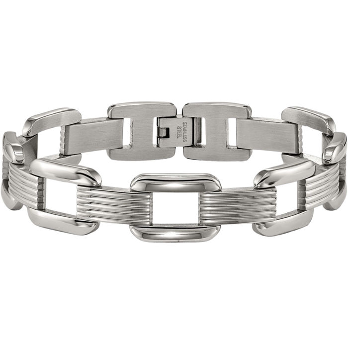 Stainless Steel Round Square Link Chain Bracelet