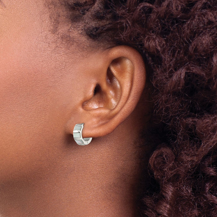 Stainless Steel Shell Pearl 5mm Huggie Small Hoop Earrings