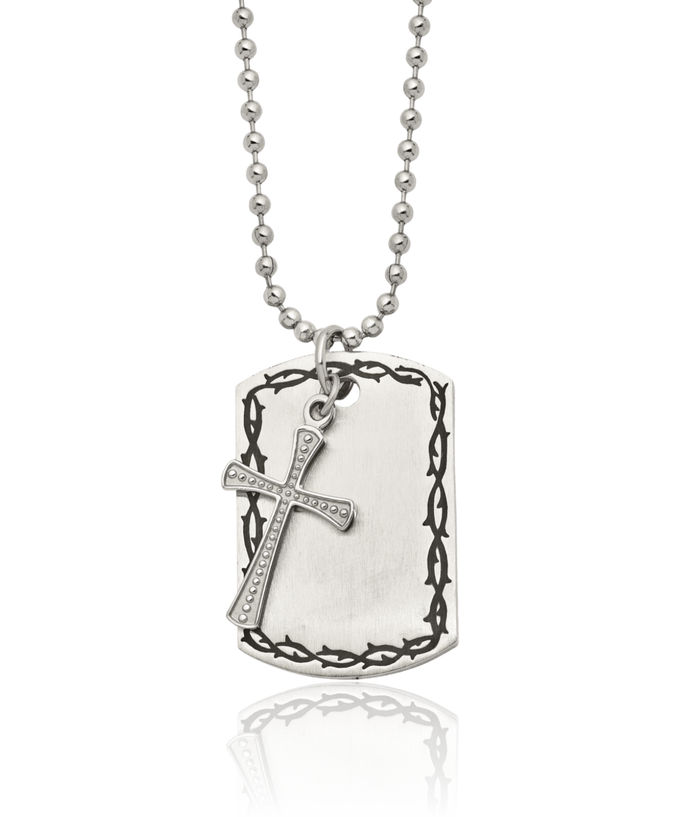 Stainless Steel Vintage Set Holy Cross Dog Tag Necklace Religious Pendant Jesus Christ Charm Ball Link Chain