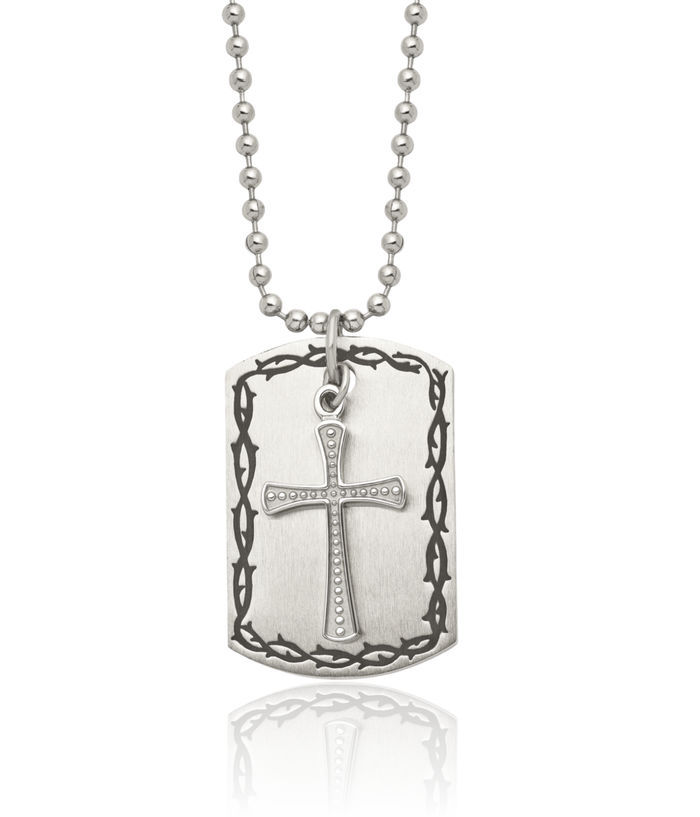 Stainless Steel Vintage Set Holy Cross Dog Tag Necklace Religious Pendant Jesus Christ Charm Ball Link Chain