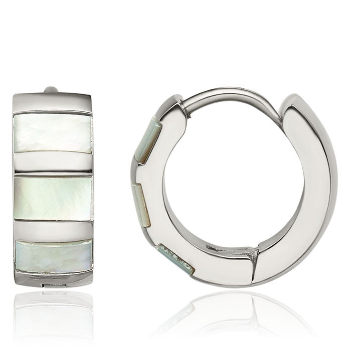 Stainless Steel Shell Pearl 5mm Huggie Small Hoop Earrings