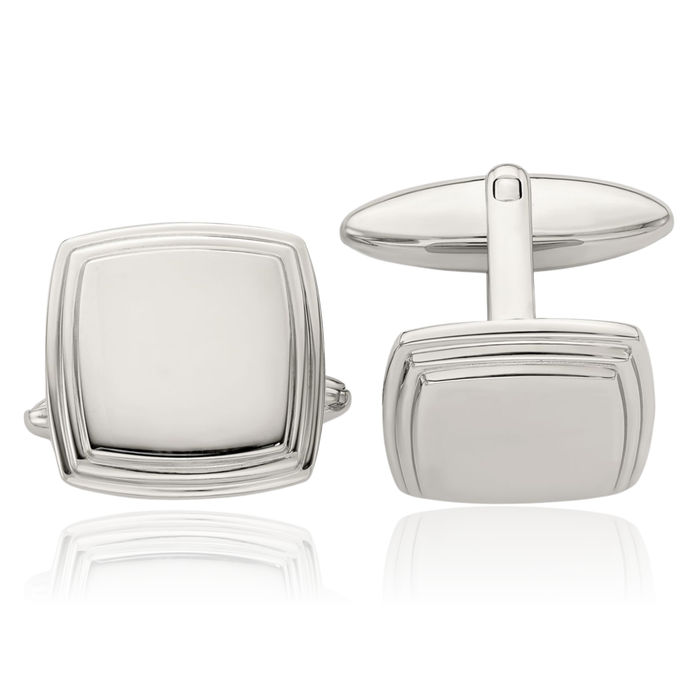 Stainless Steel Square Cufflinks French Tuxedo Shirt Cuff Links Set for Men