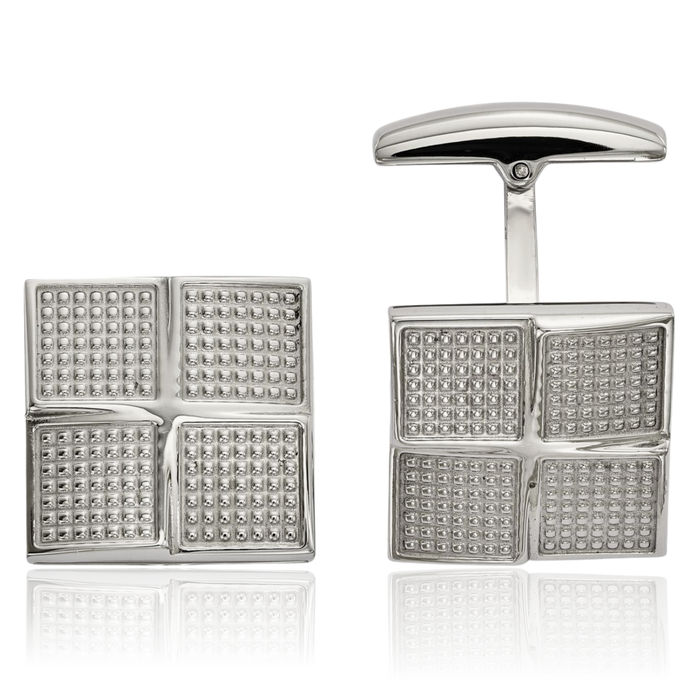 Stainless Steel Square Cufflinks French Tuxedo Shirt Cuff Links Set for Men