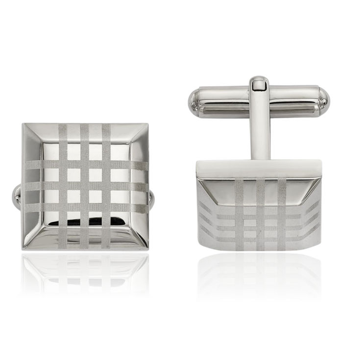 Stainless Steel Square Cufflinks French Tuxedo Shirt Cuff Links Set for Men