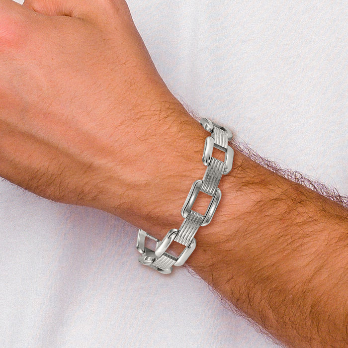 Stainless Steel Round Square Link Chain Bracelet