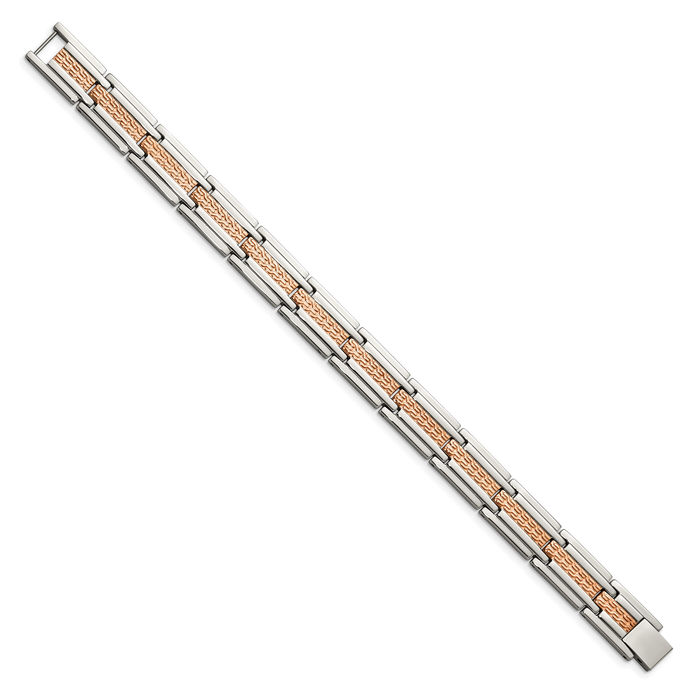Stainless Steel Rose Pink Gold Link Chain Bracelet