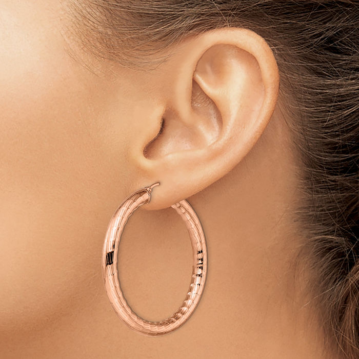 Stainless Steel Rose Pink Gold Large Hoop Earrings