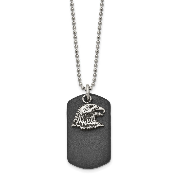 Stainless Steel Vintage Eagle Dog Tag Necklace American Hawk Bird Head Pendant Symbol of Strength Freedom Charm Ball Chain