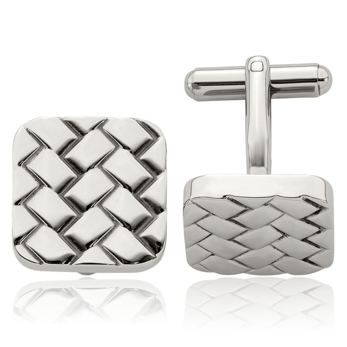 Stainless Steel Weave Cufflinks French Tuxedo Shirt Cuff Links Set for Men