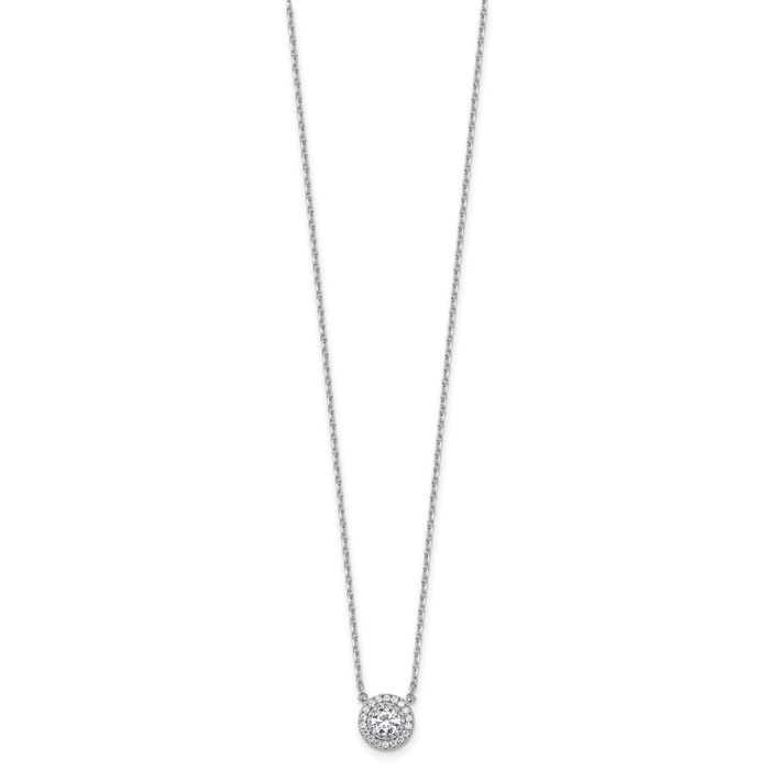 925 Sterling Silver Cubic Zirconia CZ Round Chain Necklace